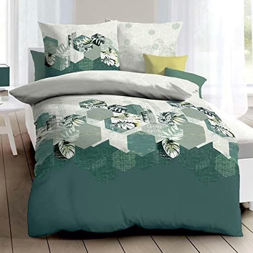 Kaeppel Mako-Satin Bettwäsche Tropicana grün 1 Bettbezug 155 x 220 cm + 1 Kissenbezug 80 x 80 cm von Kaeppel