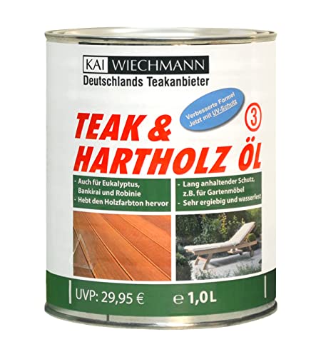 Kai Wiechmann Teaköl Yachtöl und Hartholzöl für außen mit UV-Schutz 1 Liter von Kai Wiechmann