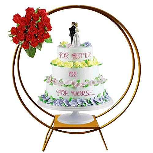 80cm Rund Bogen Kuchenständer, Cake Stand Blumen Bogen Set Tortenständer Hochzeit Tortenständer Geburtstag Party Hochzeitstorte Ständer Halter Gold von Kaibrite