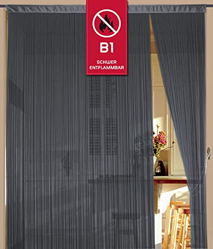 Kaikoon Fadenvorhang Fadenstore Messe B1 schwer entflammbar 90 cm x 240 cm (BxH) grau von Kaikoon