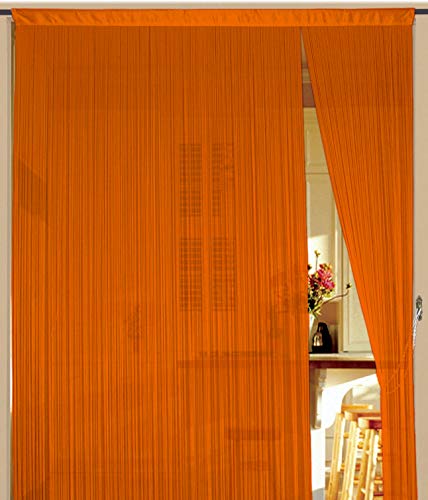 Kaikoon Fadenvorhang Vorhang Fadenstore Fadengardine Messe 90 cm x 240 cm orange von Kaikoon