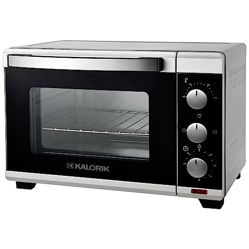 Kalorik Backofen 19L TKG OT 2011 SR I Minibackofen mit Thermostat, Kontrollleuchte, Grillfunktion| Backblech, Grillrost und Griff I 60 Minuten-Timer I Silber, 1280W von Kalorik