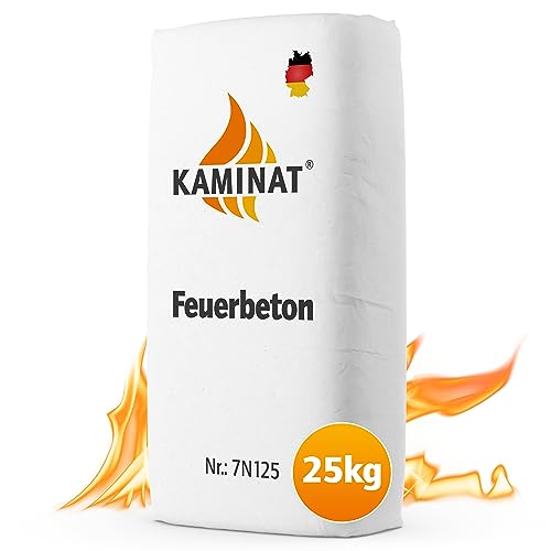 Feuerfester Beton, Körnung 0-5mm - Maximale Hitzebeständigkeit bis 1250°C - Vielseitige Verarbeitung: stampft, rüttelt und kann gegossen werden, ermöglicht eine flexible Anwendung. (25kg) von Kaminat