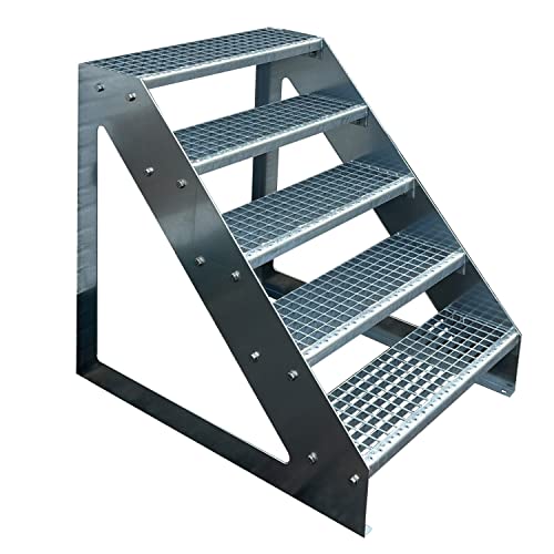 Kaminbau Mierzwa Premium Treppe Freistehend 5 Stufen (Breite 800 mm) (Höhe 95cm) Wetterfest Gitterroststufe Gartentreppe von Kaminbau Mierzwa