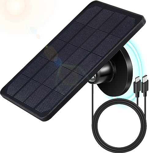Kanayu 1 Set Magnetische Basis Solarmodule für Überwachungskamera Aufladen Solarpanel Solar USB Ladegerät mit Wasserdicht Neodym Magnet Gummi für Kamera mit 360 Einstellbare Montage von Kanayu