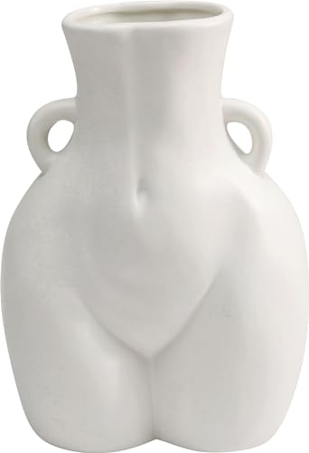 Kare Design Vase Donna, Weiß, Keramik Steingut glasiert, Unikat, handbemalt, Accessoire, Blumenvase, Dekovase, Vasenbehälter, 22cm von Kare