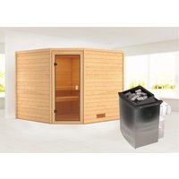 Karibu Sauna ""Leona" mit bronzierter Tür Ofen 9 kW integr. Strg" von Karibu