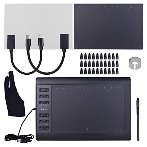 mewmewcat Grafik-Zeichentablett 10 x 6 Zoll professionelles Grafik-Zeichentablett 12 Express-Tasten mit 8192 Stufen batterieloser Stylus/30 Stück Spitzen/Stiftclip/2 Stück von mewmewcat