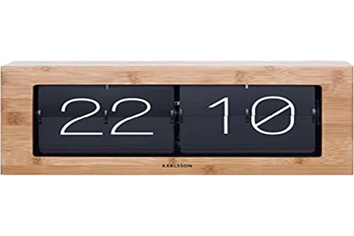 Karlsson KA5642WD Tisch Wanduhr XL Flip Clock Holz 17,5 x 37 x 9 cm Bambusholz von Karlsson