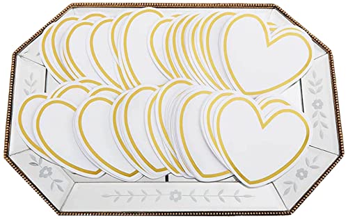 Kate Aspen 28611NA Herzform, 100 Stück Herzförmige Karten für Wunschgläser, Papier, Weiß-und Goldfolie von Kate Aspen