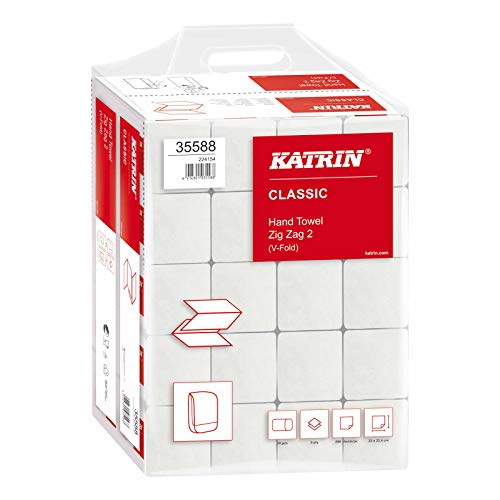 KATRIN Papier-Falttücher Papier Handtücher Handtuchpapier 2-lagig weiß - VPE 20 Pack Ã 200 Blatt 230 x 244 mm von Katrin