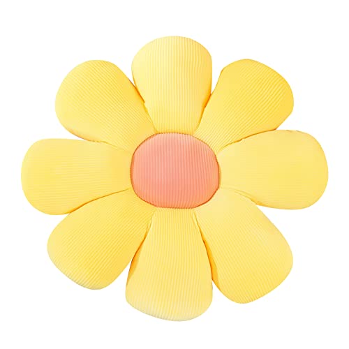 Blumen Plüschkissen, Süßes Blumenform Sitzkissen Blumen Bodenkissen Weiche Stuhl Kissen Sitzpolster Sofakissen Überwurfkissen für Schlafzimmer Hause Garten Büro (Gelb, 60cm) von Katutude