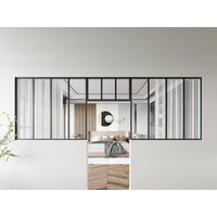 Atelier-Glaswand mit Oberlicht 2er-Set - thermolackiertes Aluminium - 2x 120 x 105 + 73 x 40 cm - Schwarz - BAYVIEW von Kauf-unique