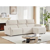 Eckrelaxsofa elektrisch - Ecke rechts - Strukturstoff - Beige - LOANO von Kauf-unique