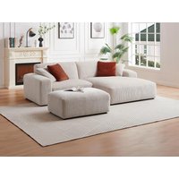 Ecksofa - Ecke rechts - Cord - Beige - TIRONO von Maison Céphy von Maison Céphy