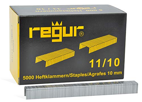 REGUR Typ 11 Flachdraht-Klammern verzinkt – 5.000 Stück in der Länge 11/10 mm – Heftklammern zum Befestigen von Folien, Papier, Pappe, Textilien uvm von Regur
