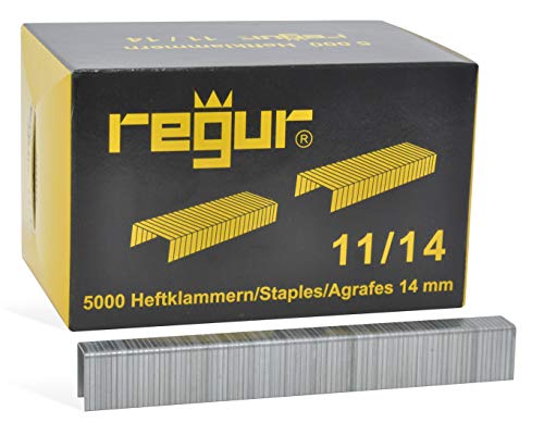 REGUR Typ 11 Flachdraht-Klammern verzinkt - 5.000 Stück in der Länge 11/14 mm – Heftklammern zum Befestigen von Folien, Papier, Pappe, Textilien uvm von Regur