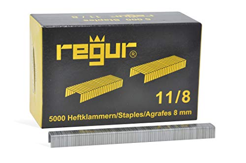 REGUR Typ 11 Flachdraht-Klammern verzinkt - 5.000 Stück in der Länge 11/8 mm – Heftklammern zum Befestigen von Folien, Papier, Pappe, Textilien uvm von Regur