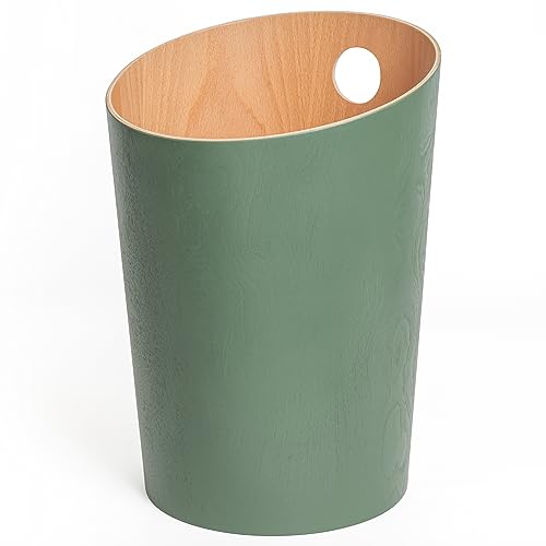 Kazai.® Design-Papierkorb 'Bennet' | Einzigartiges Design für Büro, Schlafzimmer, Kinderzimmer u.m. | Mülleimer aus Echtholz-Veneer | Grün von Kazai.