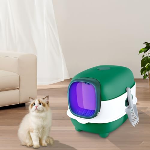 Katzenklo, Katzentoiletten mit Schaufel, Selbstreinigende Katzentoilette, UV-Desinfektion, Geurverwijdering, Auslaufsicherer Boden (grün) von Kedia