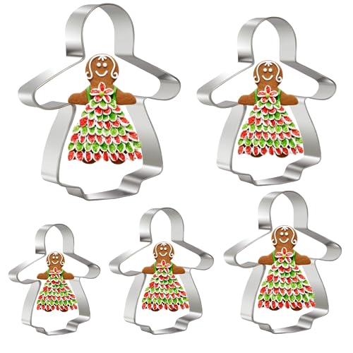 Keepaty Lebkuchenmann-Ausstechformen-Set, 5-teilig, Lebkuchenmann-Form, Edelstahl-Ausstechformen zum Backen von Keepaty