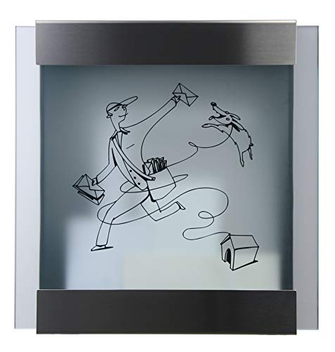 Keilbach, Briefkasten glasnost.glass.michl-luz, Edelstahl/bedrucktes Sicherheitsglas, hochwertige Verarbeitung, Klassiker seit 2000, Design Award: FORM 2001 von KEILBACH