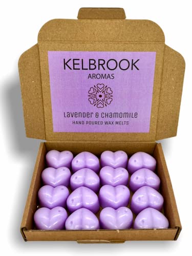 Kelbrook Aromas Lavendel und Kamille, 16 handgegossene Sojawachs, stark duftend, veganfreundlich, geeignet für elektrische Wachswärmer mit 40 W und Wachs-Teelichter, 16 Stück von Kelbrook Aromas