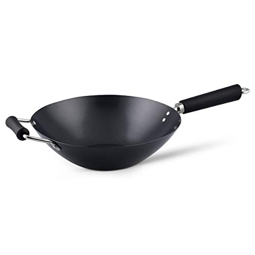 Ken Hom KH431001 Carbonstahl Wokfanne, 31cm, Excellence, Wok Induktion, Phenolischer Griff, Spülmaschinenfest, 2 Jahre Garantie von Ken Hom