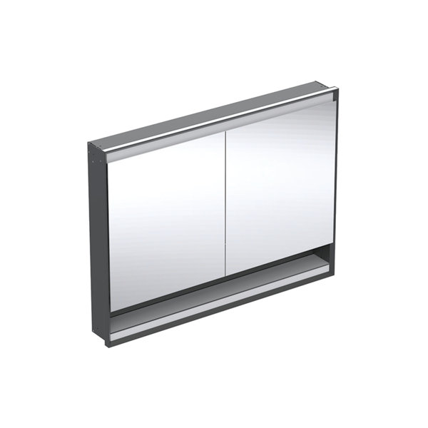 Geberit ONE Spiegelschrank mit ComfortLight, 2 Türen, Unterputzmontage, mit Nische, 120x90x15cm, 505.825.00., Farbe: schwarz matt / Aluminium pulverbeschichtet von Keramag GmbH