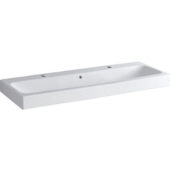 Geberit iCon Waschtisch 120x48,5cm weiß, 124020 mit zwei Hahnlöchern, Farbe: Weiß, mit KeraTect von Keramag GmbH