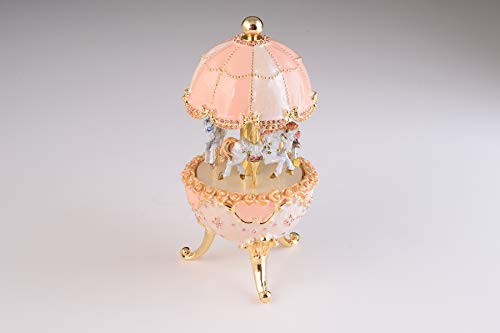 Schmuckkästchen Fabergé-Ei mit Pferde-Karussell, Pink von Keren Kopal