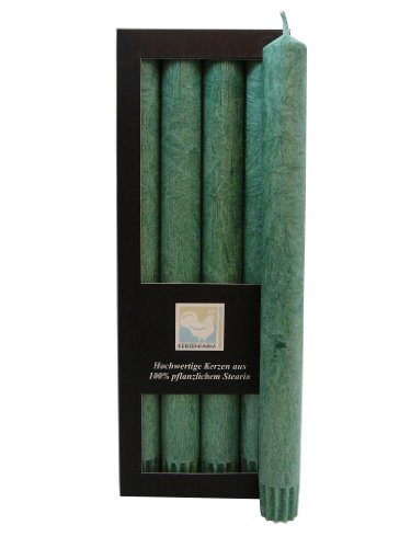 Stearin Stabkerzen, 250 x 22 mm, Dunkelgrün, 4er-Pack, Bio - Kerzen/Stearin - Leuchterkerzen von Kerzenfarm Hahn