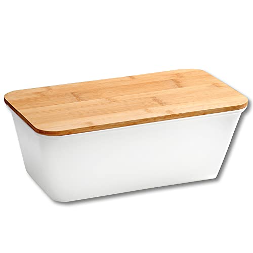 Kesper | Brotbox, Material: Kunststoff, Bambus, Maße: B: 35 x H: 20 x T: 13,5 cm, Farbe: Weiß, Braun | 58490 von Kesper
