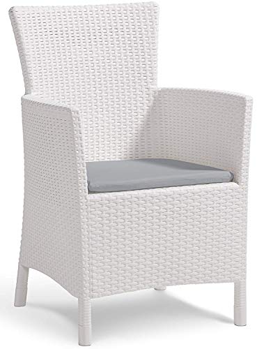 Allibert Dining Sessel Iowa, Weiß, Stuhl Kunststoff, bequeme und robuste Kunststoffstühle Garten von Keter