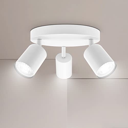Ketom GU10 Deckenstrahler LED - Deckenstrahler 3 Flammig Rund - LED Deckenleuchte Schwenkbar - Weiße Deckenlampe Spot - Drehbar Deckenlampe 3 Flammig - Modern Strahler Deckenspot - Ohne Leuchenmittel von Ketom