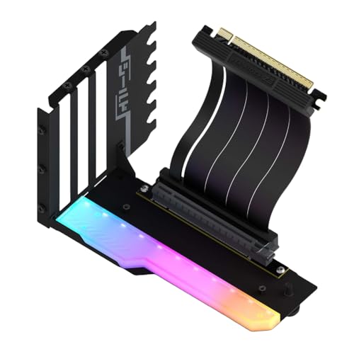 Kexpery Vertikale GPU-Montagehalterung mit 15 cm PCI-E 4.0 X16 Riser-Kabel, Grafikkartenhalter-Set, 90 Grad rechtwinkliges Grafikkarten-Unterstützungs-Kit (schwarz hell) von Kexpery