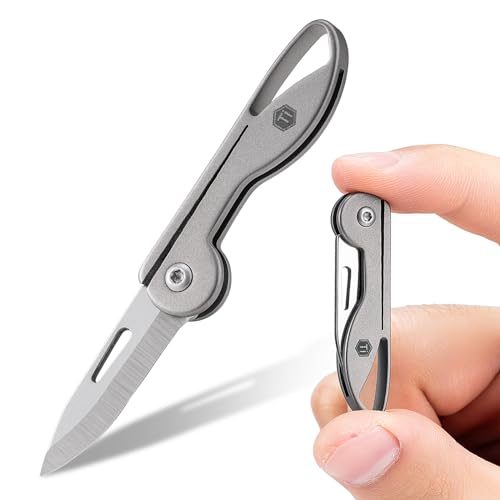 KeyUnity KK05 Mini-Titan-Taschenmesser für den täglichen Gebrauch – rasiermesserscharfe Klappklinge, leichtes EDC-Werkzeug für Camping, Wandern und Outdoor von KeyUnity