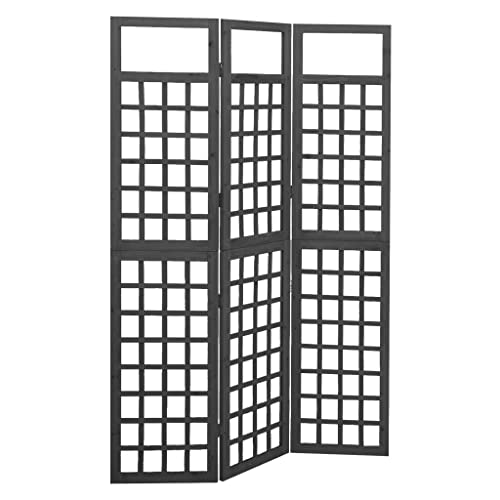 Paravent für den Innenbereich, Raumteiler, Raumteiler, 3-teilig, Kiefernholz, Schwarz, 121 x 180 cm von Keyur