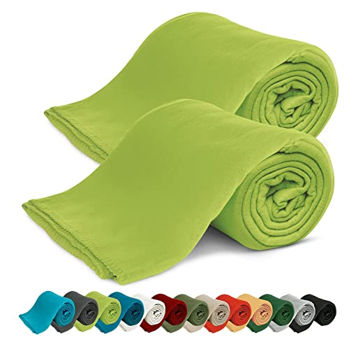 KiGATEX 2er Pack Polar Fleecedecke Uni - Tagesdeckenset - Sofaüberwurf - 130x160 cm - ca. 420g pflegeleicht – Oeko-Tex Zertifiziert - Lemon von KiGATEX