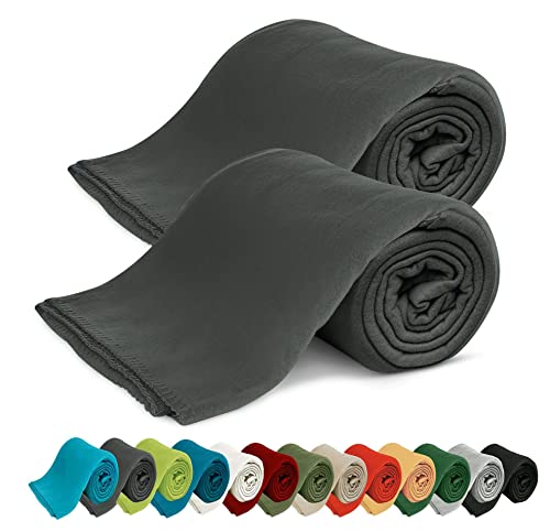 KiGATEX 2er Pack Polar Fleecedecke Uni - Tagesdeckenset - Sofaüberwurf - 130x160 cm - ca. 420g pflegeleicht – Oeko-Tex Zertifiziert - Grau von KiGATEX