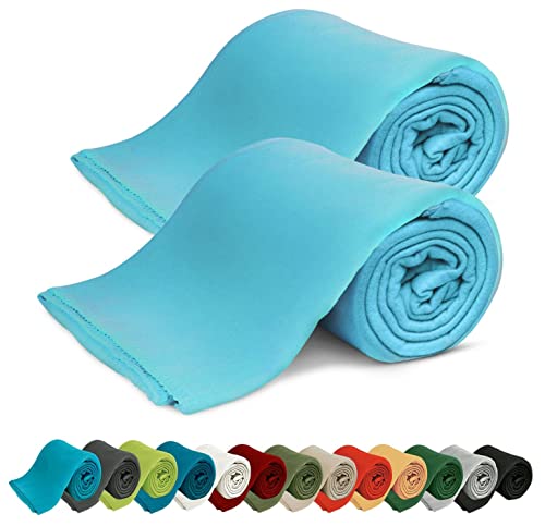 KiGATEX 2er Pack Polar Fleecedecke Uni - Tagesdeckenset - Sofaüberwurf - 130x160 cm - ca. 420g pflegeleicht – Oeko-Tex Zertifiziert - Aqua von KiGATEX