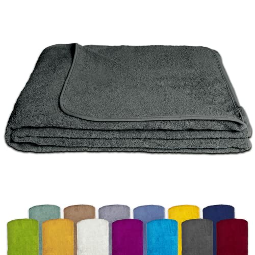 KiGATEX Frottee-Decke aus 100% Baumwolle - Sommer-Decke, Tagesdecke, Bettdecke, Strandtuch - Waschbar - Öko-Tex Zertifiziert - 150x200 cm - Anthrazit von KiGATEX