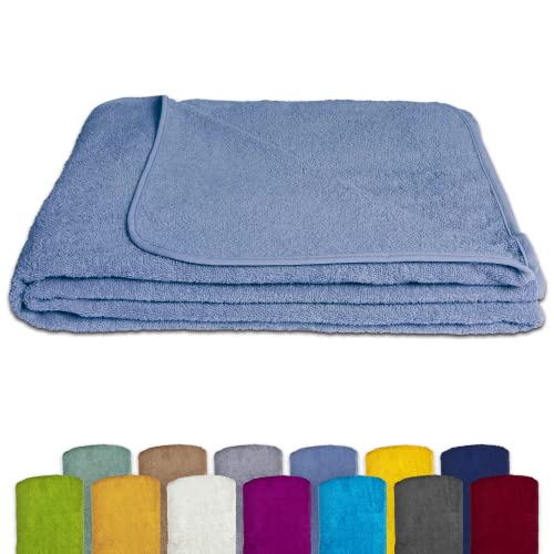 KiGATEX Frottee-Decke aus 100% Baumwolle - Sommer-Decke, Tagesdecke, Bettdecke, Strandtuch - Waschbar - Öko-Tex Zertifiziert - 150x200 cm - Blau von KiGATEX