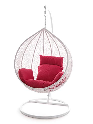 Swing Chair Hängesessel Hängestuhl Polyrattan Schwebesitz Loungesessel (pink) von Kideo