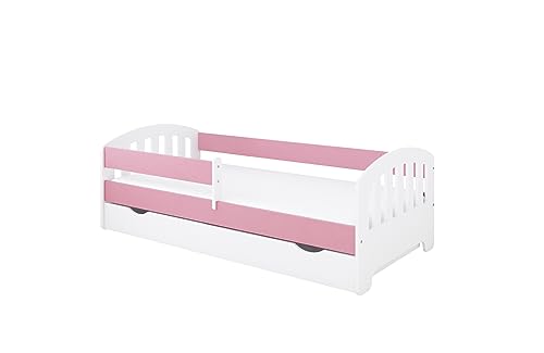 Kids Collective Kinderbett 80x160 | 80x180 | 90x200 cm mit Matratze, Schublade, Rausfallschutz & Lattenrost in pink 160 x 80 Mädchen Jungen Bett von Kids Collective