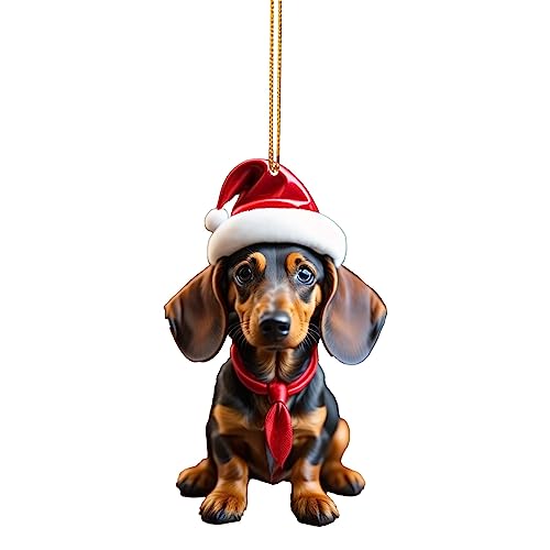 2D Dackel Weihnachten Deko, weihnachtsanhänger,Dackel Christbaumschmuck,Hund Ornament Acryl Flache Form Hund, Weihnachtsanhänger Dekoration, Geschenk Für Liebe Hund Dackel (G, One Size) von Kielsjajd