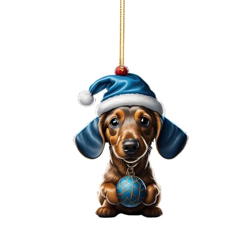 Dackel Weihnachtsanhänger, Dackel Weihnachtsdeko mit Drucken, Lustiger Weihnachten Ornament, Weihnachtsbaumschmuck, Christbaumschmuck, Weihnachten Hängende Ornamente, (B-011, One Size) von Kielsjajd