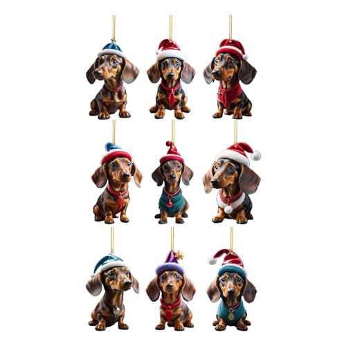 Dackel Weihnachtsanhänger, Dackel Weihnachtsdeko mit Drucken, Lustiger Weihnachten Ornament, Weihnachtsbaumschmuck, Christbaumschmuck, Weihnachten Hängende Ornamente, (Z-001, One Size) von Kielsjajd