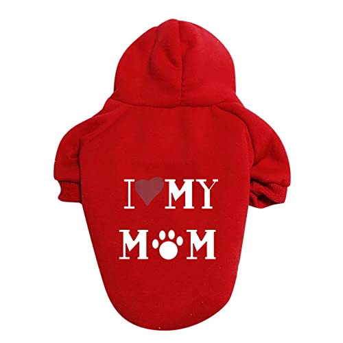 Hundepullover I Love My MOM / I Love My DAD Brief Druck Hundekleidung Große und kleine Hundepullover Haustierpullover Hundekleidung Haustierkleidung Kleidung Hundemantel Winter XS-9XL (a-Red, S) von Kielsjajd