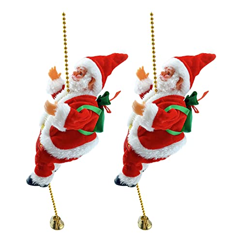 Kletter Weihnachtsmann, Kletternder Weihnachtsmann Santa Crawl, Kletternder Weihnachtsmann am Seil Indoor und Outdoor,Elektrisch Weihnachtsmann Auf Leiter Kletternder, Lustiger (B, One Size) von Kielsjajd